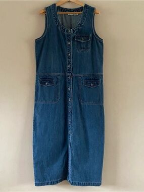Vintage Crossroads Y2K Classic Cotton Denim Button Down Maxi Dress Size MEDIUM